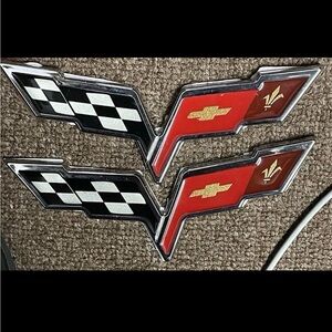 2005-2013 C6 Corvette Hood & Rear Emblems, Valve Cover, &  AC/Radio Billet Knobs